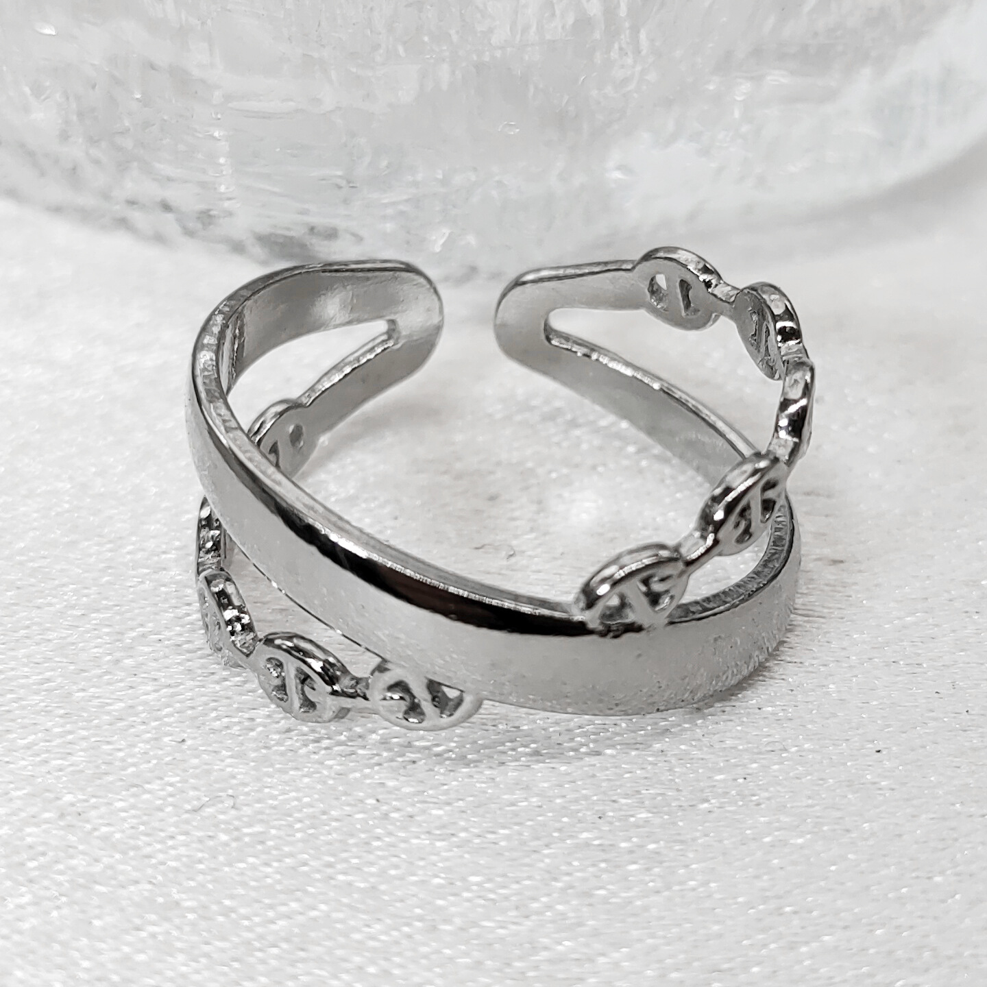 Adjustable opening, niche titanium steel ring, women's cross chain, stainless steel
