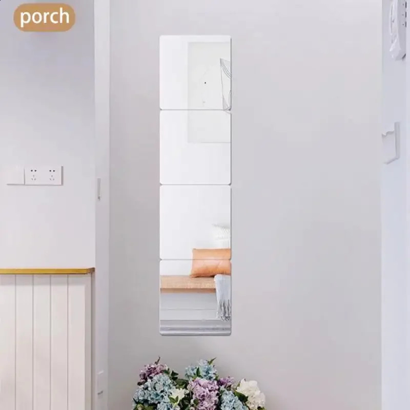 1-5pcs 3D Square Mirror Wall Stickers Self-adhesive DIY Square Mirrors Stickers Thicken Flexible Art Acrylic Home Room Decor 240822