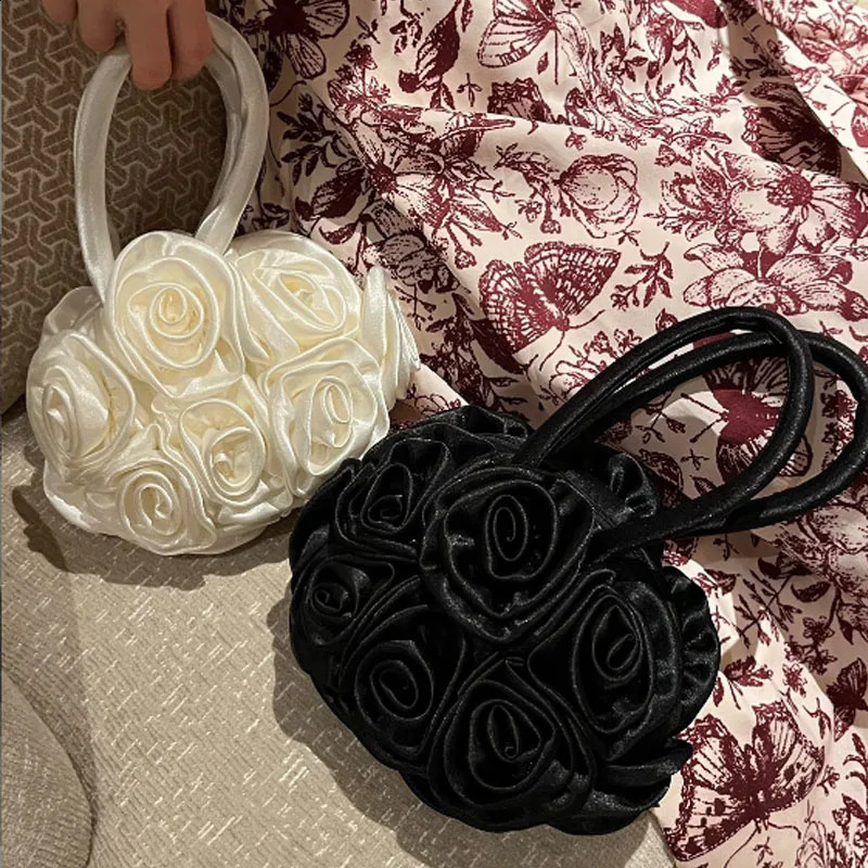 Fashionable and unique floral ball evening gown bag suitable for womens Crsosbody handbag brides wallet 240821