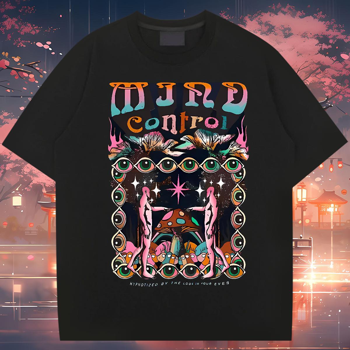 DIY Customized Casual Daily Wear Men Clothes T-Shirt eyes O-Neck Short Sleeve 230g 100% Cotton T Shirts Men Designer DIY Logo Oversized Tees