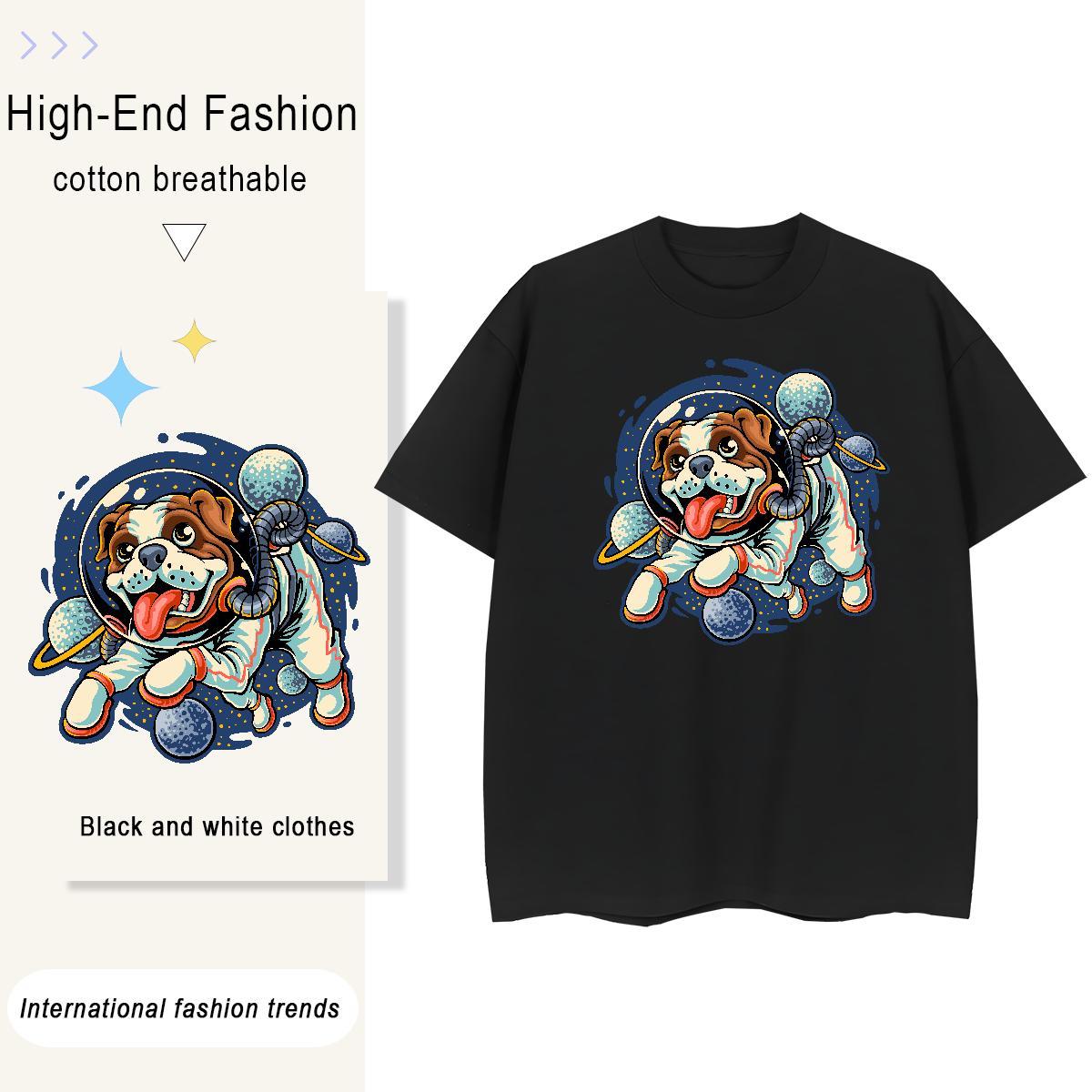 Unisex Woman Tshirt 230g 100% Cotton cosmonaut Casual Daily Wear T-Shirts Breathable Crew Neck Cartoon Anime Top Shirts
