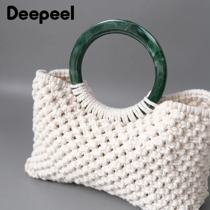 2PCS=1 pair of dark 10cm amber resin circular handles fashionable D-shaped handbags handmade DIY craft bags accessories 240821