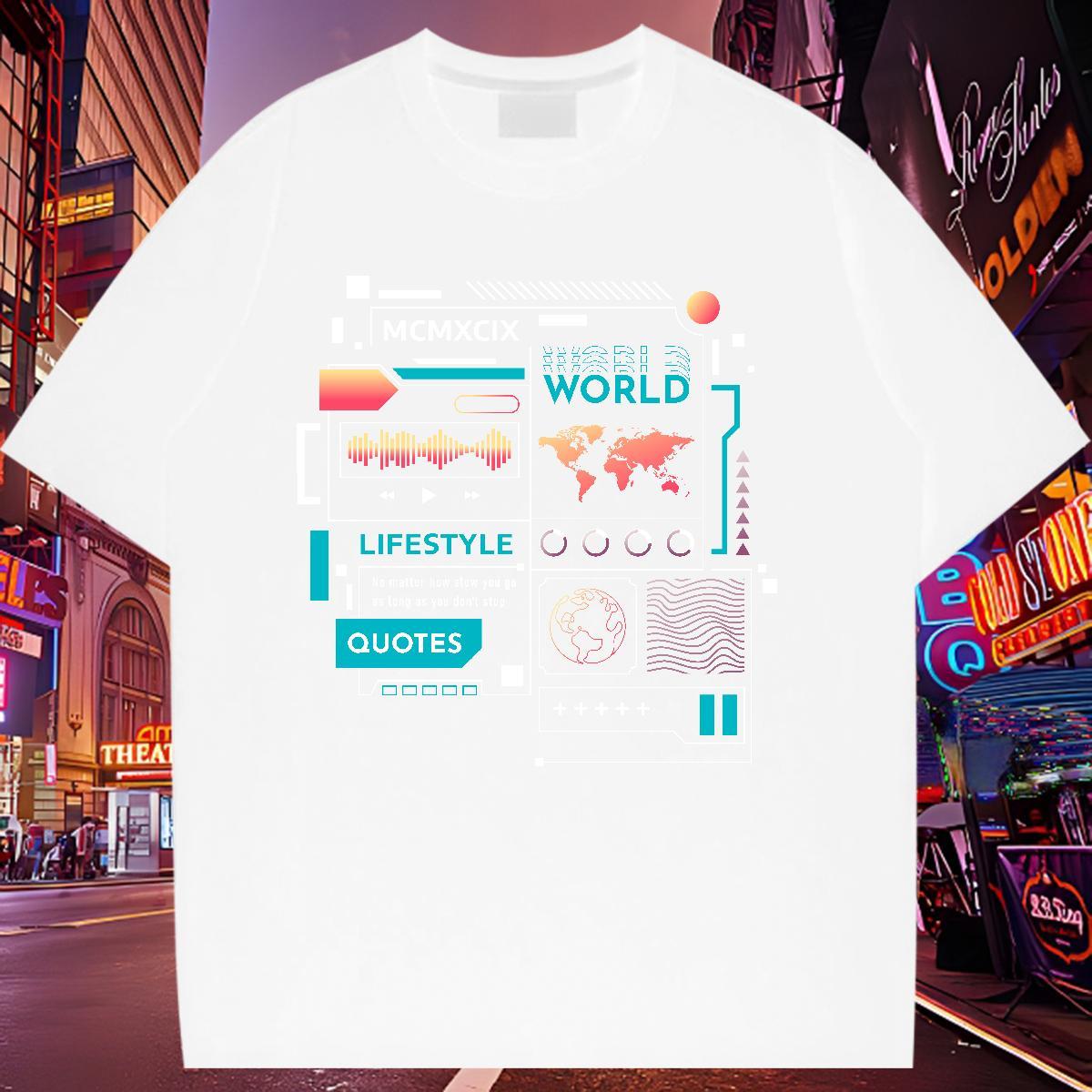 5A Tshirt for Man Woman 100% Cotton 230g letter Home Outdoor T shirt Crew Neck Breathable Plus Size Cartoon Clothes