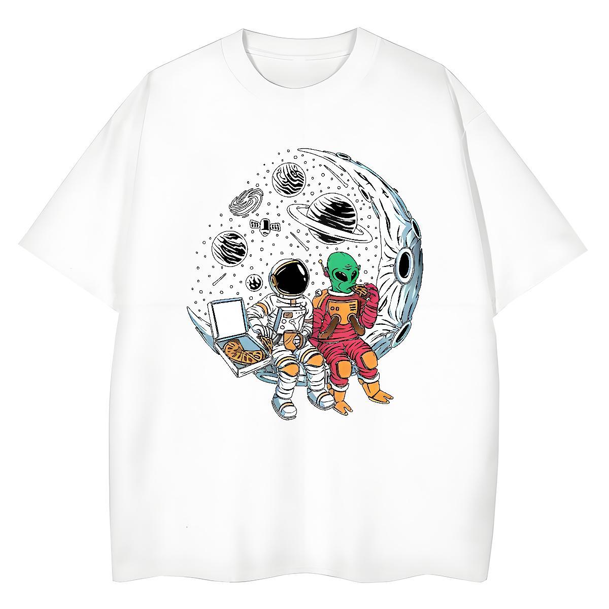 New Arrival spaceman Tshirts 100% Cotton 230g Men T Shirts Plus Size Custom Beach Breathable Short Sleeve Popular Clothes