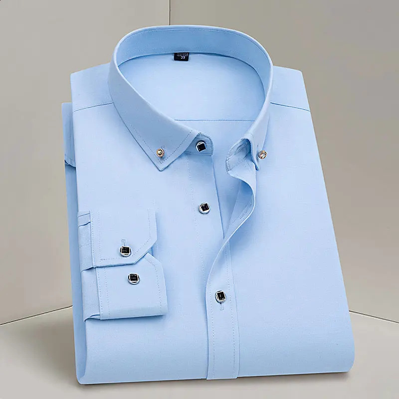 Four seasons general long-sleeved shirt diamond collar mens business casual professional wear social non-ironing anti-wrinkle 240822