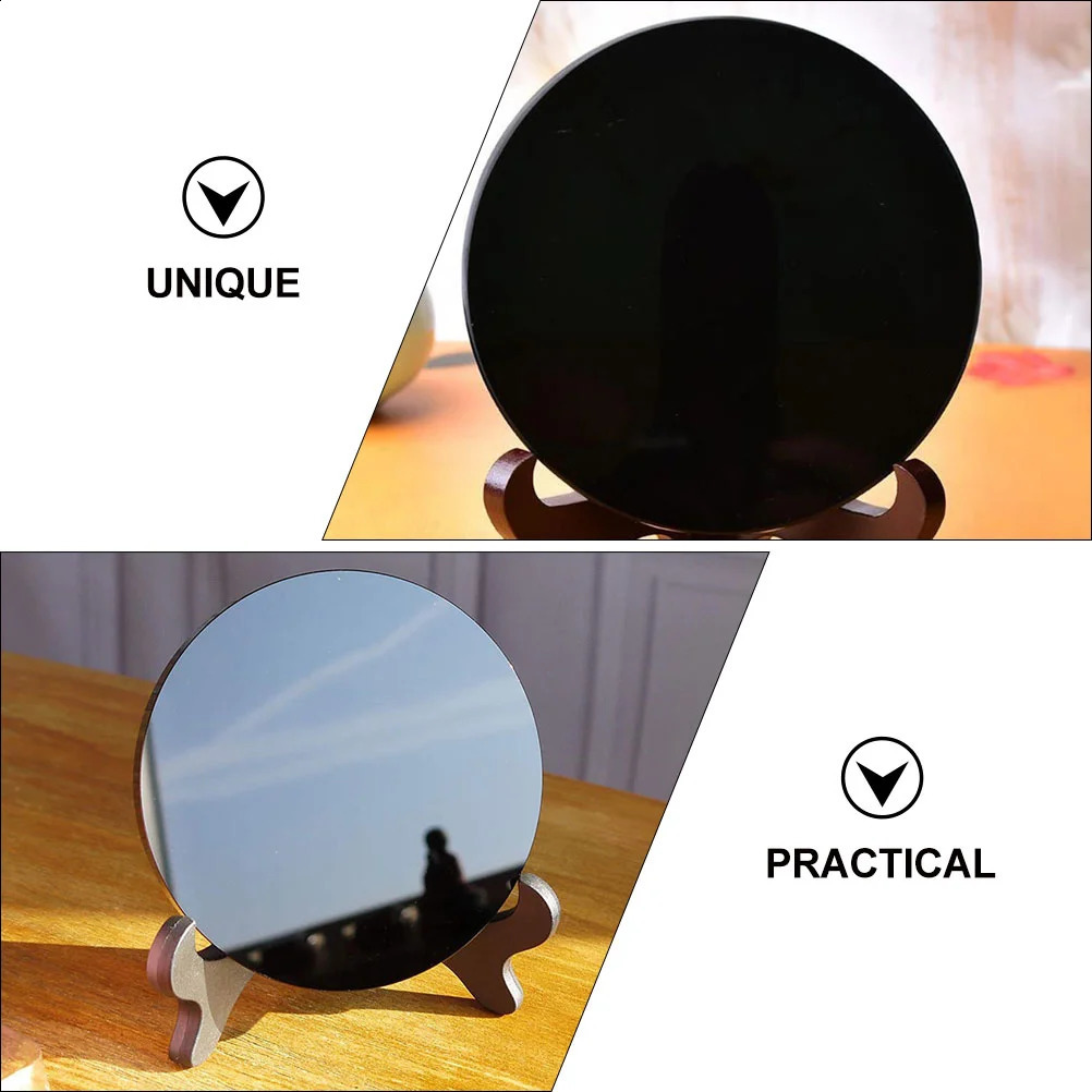 Crystal Obsidian For Desk Meditation Scrying Plastic Black Round Mirrors 240822