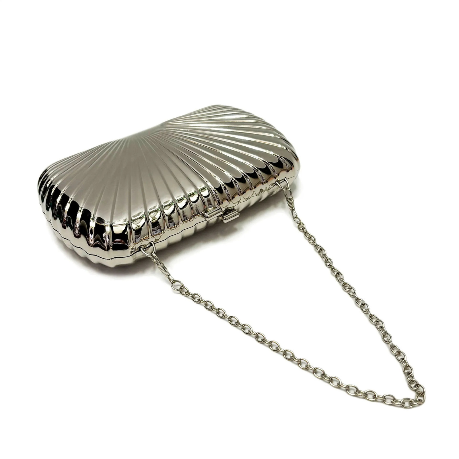 Fashion Metal Box Clutch Bag for Women Chains Shoulder Crossbody Elegant Glitter Evening Party Purses 2024 240821