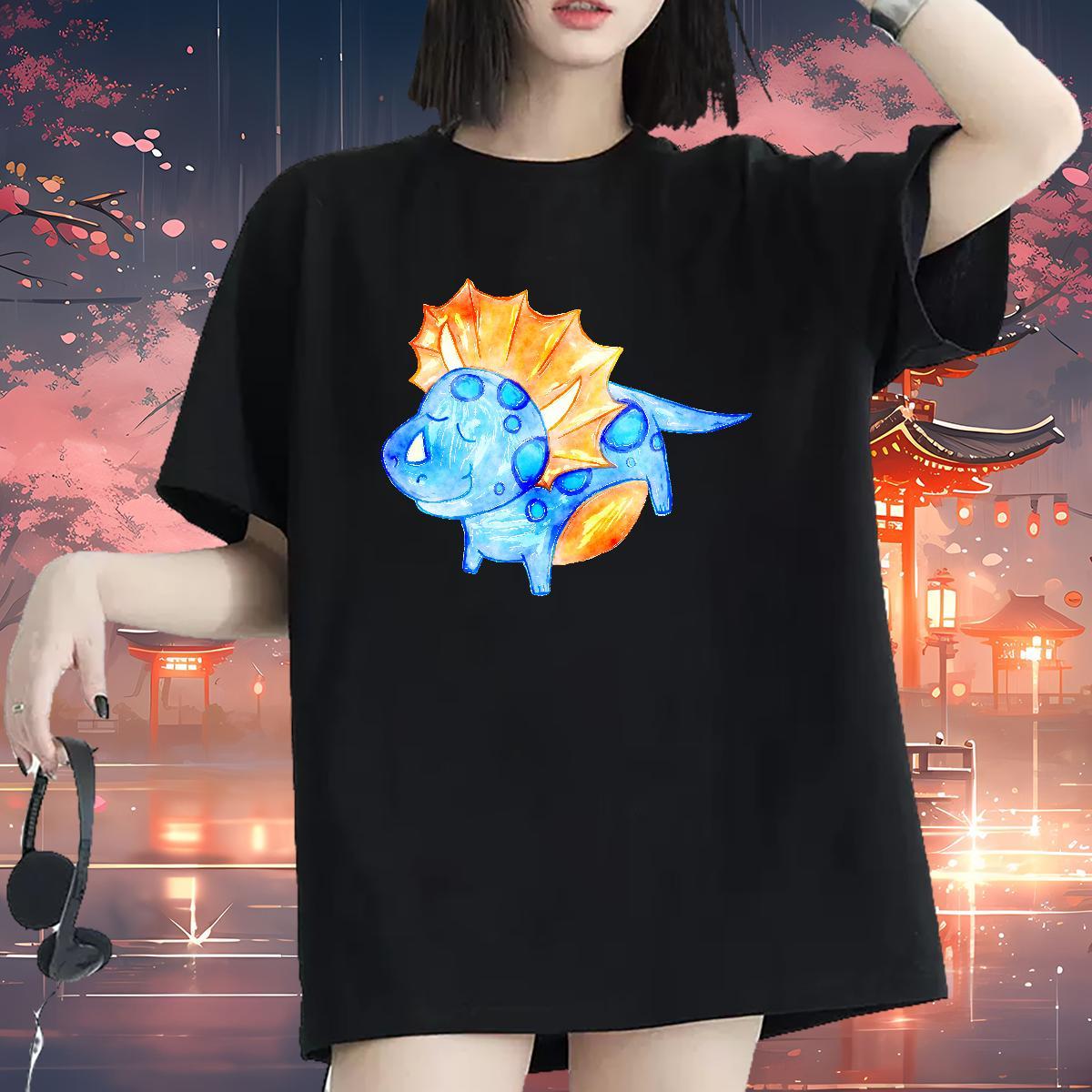 Brand T Shirts Women O Neck Short Sleeves 230g Cotton Lady T shirt Skull dog Hip Hop Designer Tees