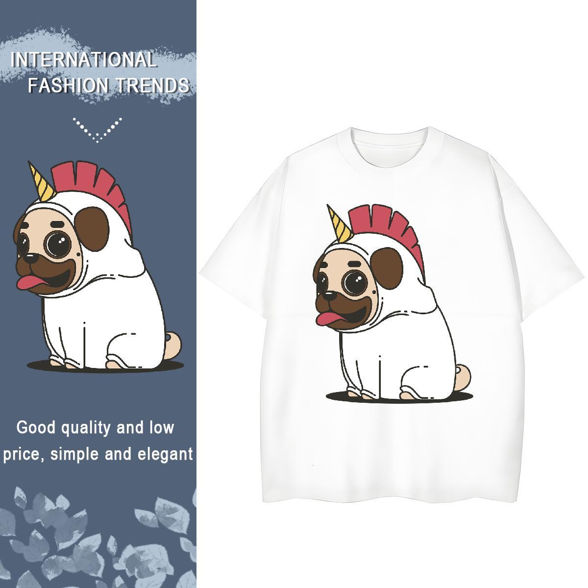 TOP Quality Women T Shirts Comfortable 230g 100% Cotton Tshirt for Man Woman DIY Printed Dog Sports Street Wear Unisex Tops Shirt