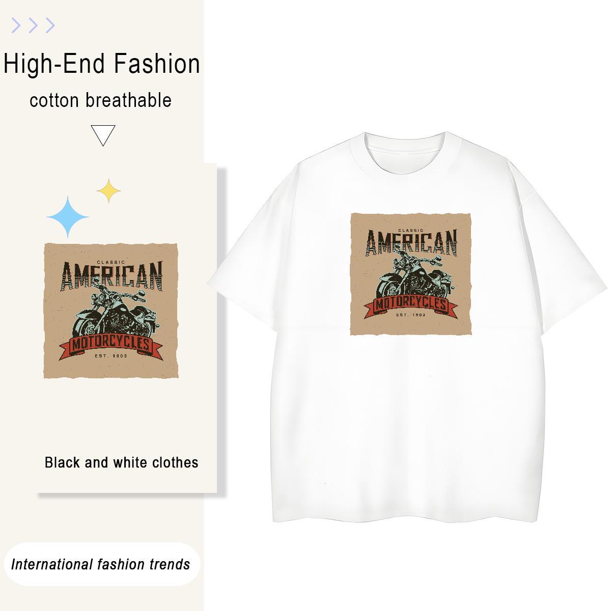 Loose Tshirt for Man Woman Sports Casual 230g 100% Cotton Skull Breathable Short Sleeve Motorcycle Men T Shirts DIY Wear
