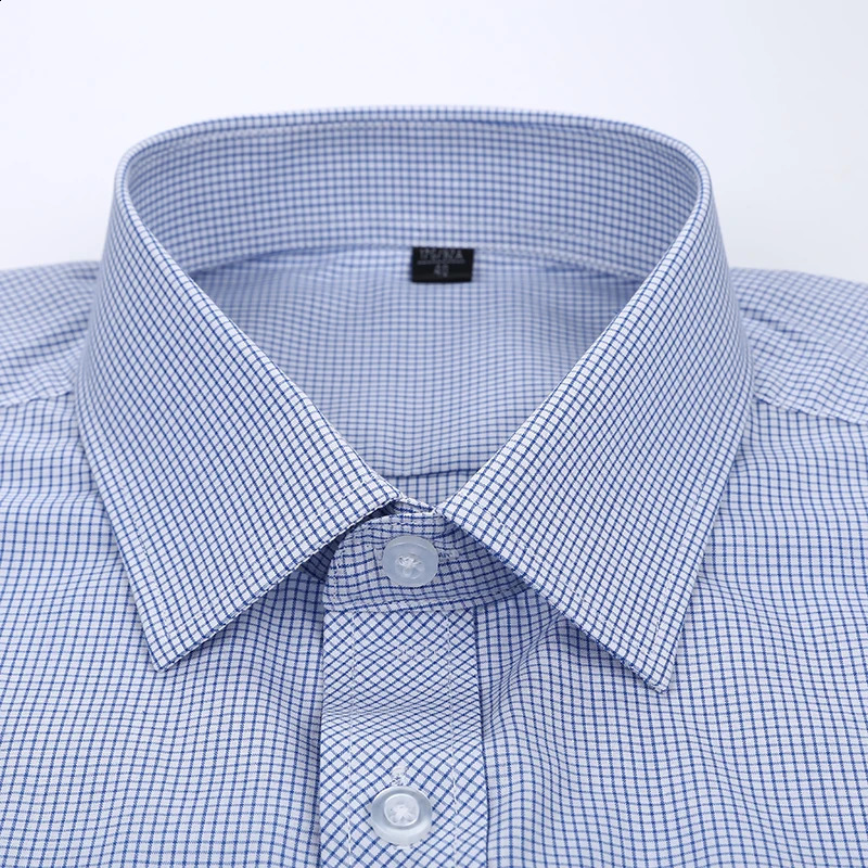 Mens 100% pure Cotton Long Sleeve Print/striped Basic Dress Shirts Single Patch Pocket Business Standard-fit Office Shirt 240822