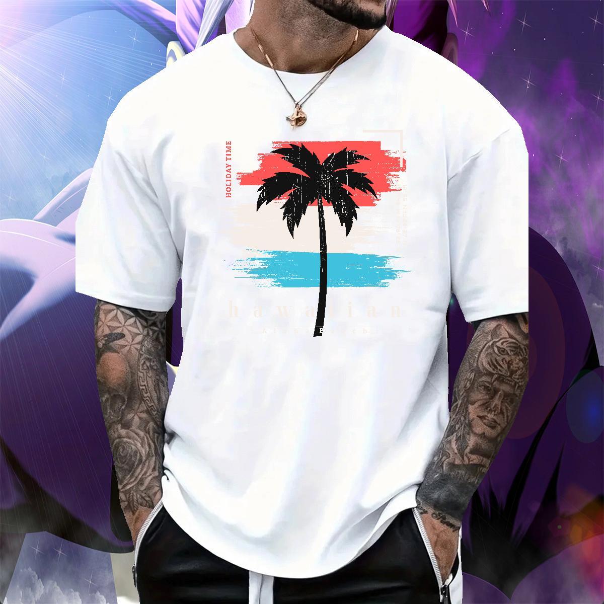 Cool Design Men Tshirts Anime Printing Street 230g Cotton Black White Round Neck Short Sleeve tree T shirt DIY Tee Shirt