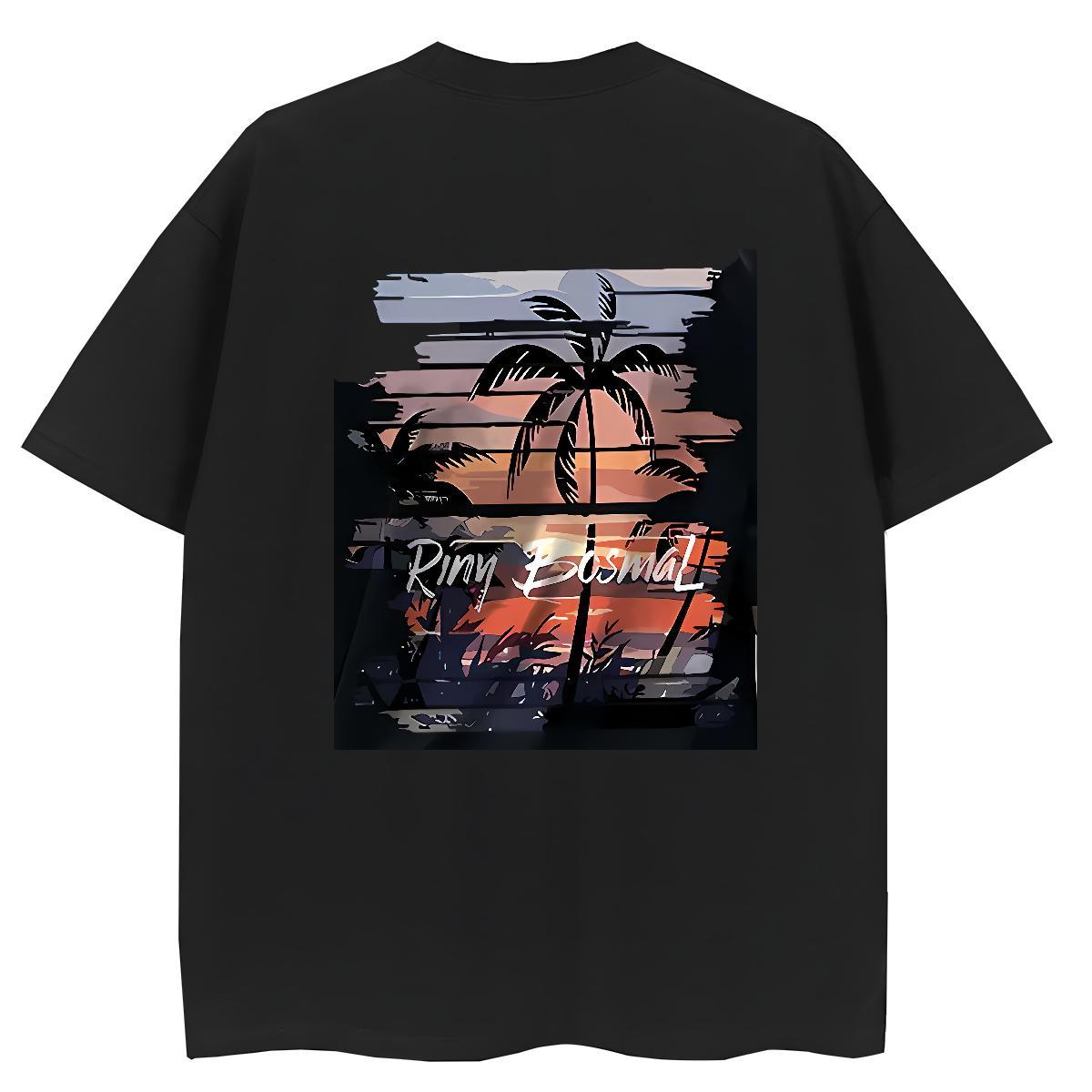 Fashion Casual Hip Hop Street Tshirt for Man Woman scenery Breathable Short Sleeve 230g 100% Cotton T Shirt For Man Loose Fit Black Oversized Tees