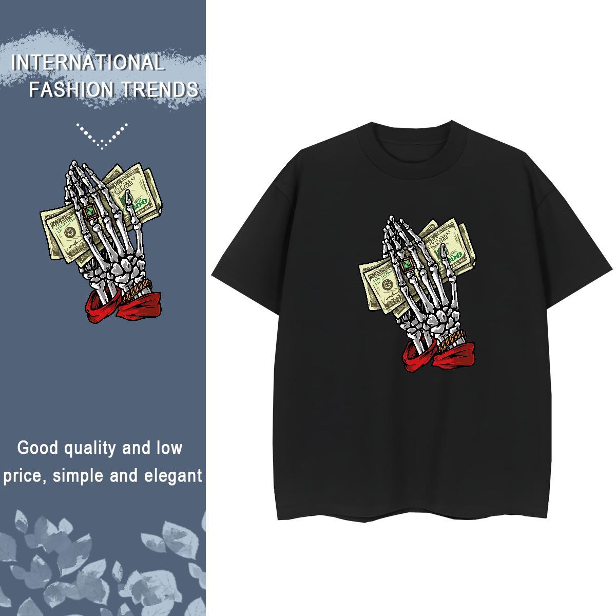 2024 T-Shirts for Women 230g Pure Cotton Breathable Soft Casual Beach skull Lady T shirt Loose fit Custom Printed Tees