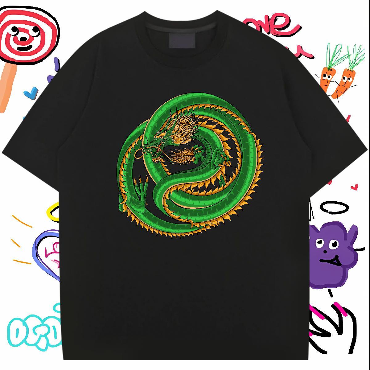 Popular dragon Mens T Shirts High Street Hip Hop Couples T Shirts 230g Pure Cotton 2024 Designer Short Sleeve O-Neck Oversized 3XL 4XL Tees Shirts