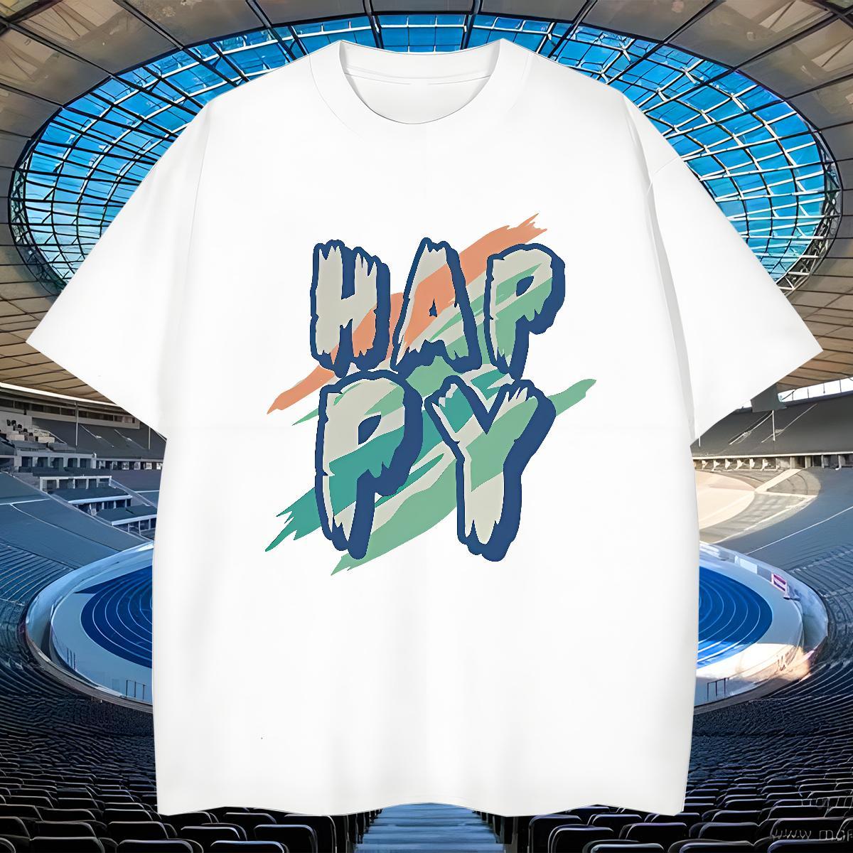 Popular Men Tshirts Spring Summer 230g 100% Cotton DIY Anime Round Neck Short Sleeve happy T shirt Free Shipping Top Tees
