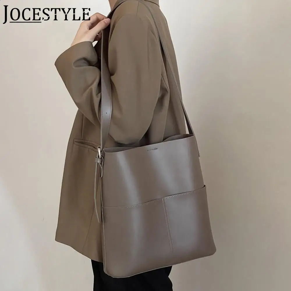 Women Bucket Bag PU Leather Shoulder Tote Bags Multi Pocket Top-handle Bag Messenger Bags Desiner Hobo Bag Female Shopping Bag 240821