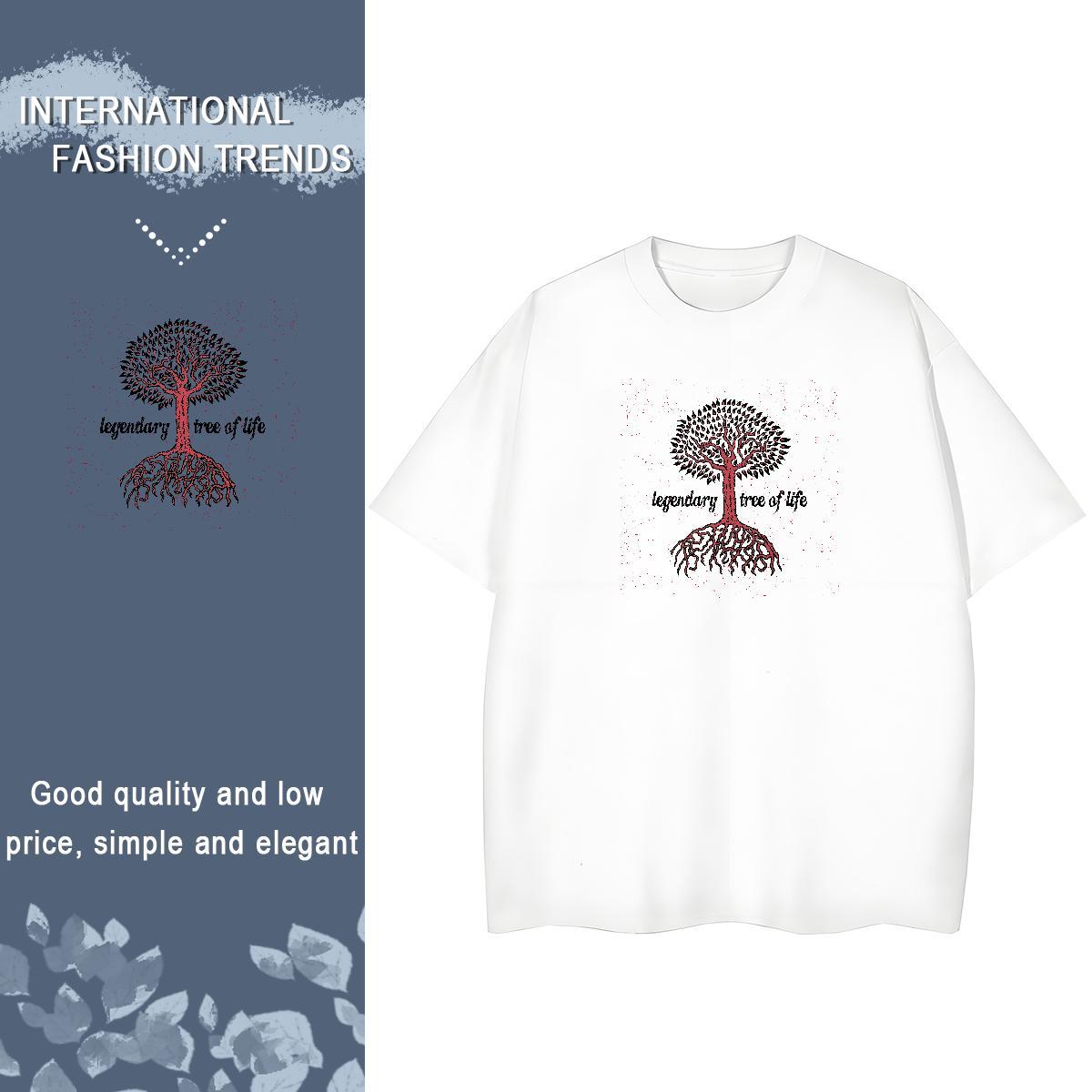 Casual New T Shirt For Woman Breathable Crew Neck 230g Cotton Tshirt for Man Woman Oversized tree Street Free Shipping Tops Shirt