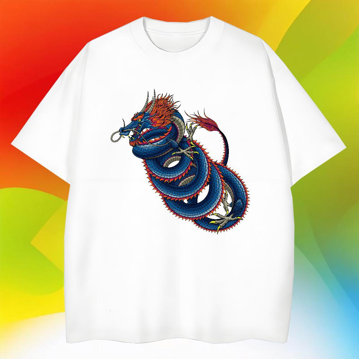 Cool dragon Mens T Shirts Home Outdoor Men Tshirts 230g 100% Cotton 2024 DIY Crew Neck Breathable DIY Printed Tees