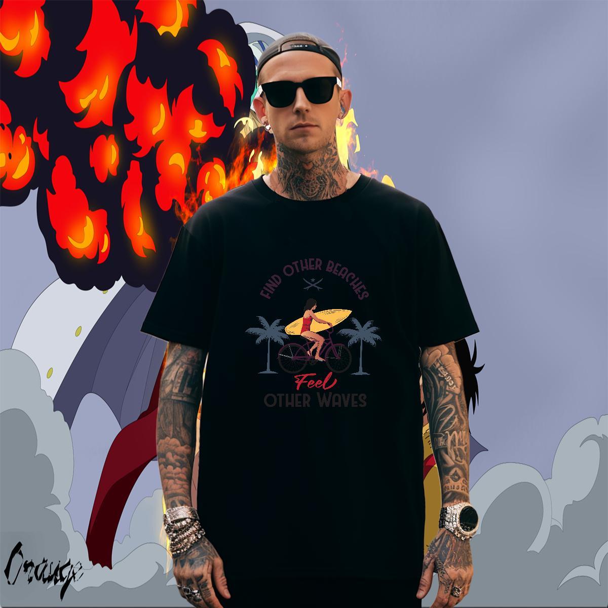 Cool Men Clothes T-Shirt Daily Outfit 230g 100% Cotton Plus Size Cartoon Crew Neck Breathable palne Man T Shirts Customized Top Tees