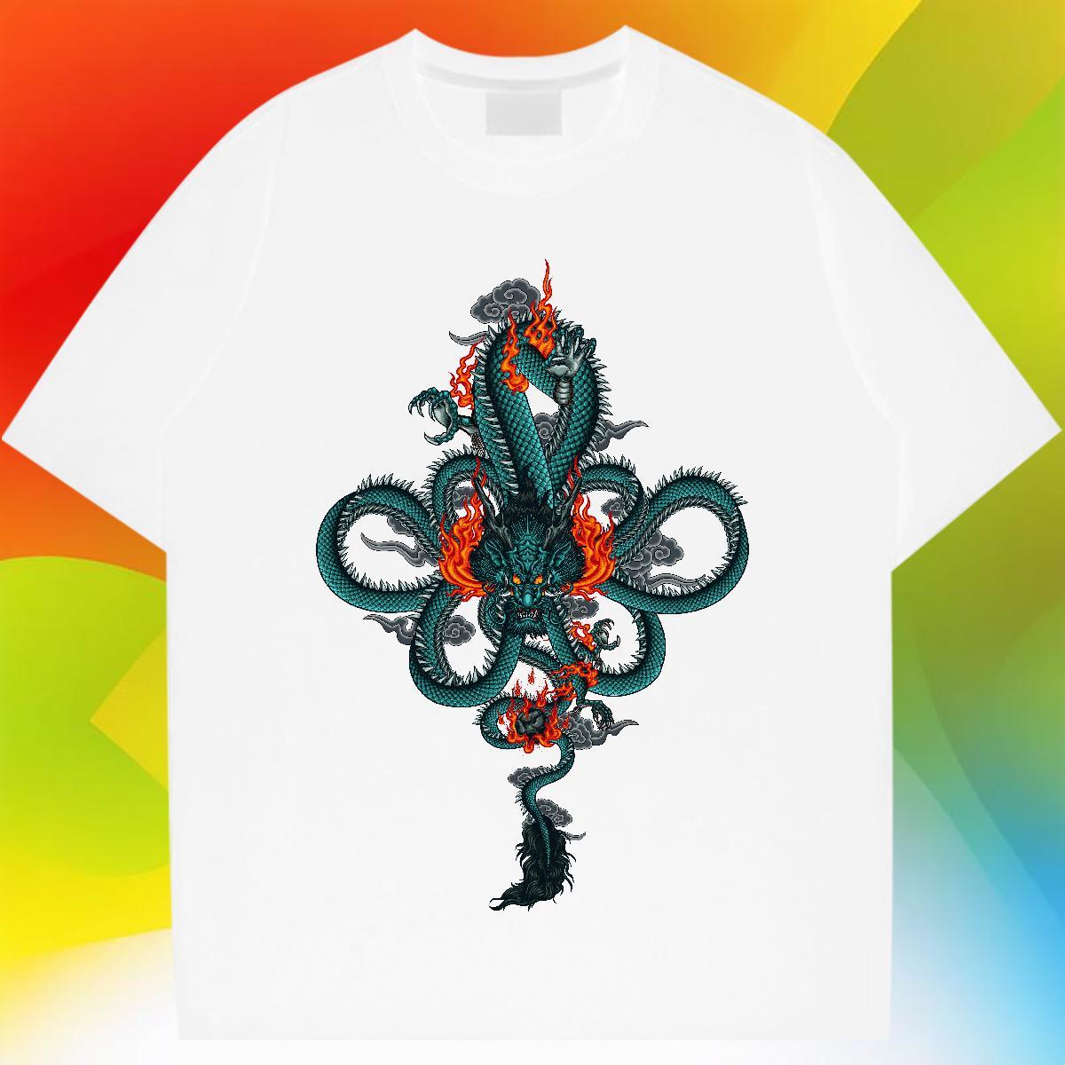 TOP Quality dragon T-Shirts Street Casual Mens Tshirts 100% Cotton 230g Fashion Designer O Neck Short Sleeves Custom Big Size Clothings