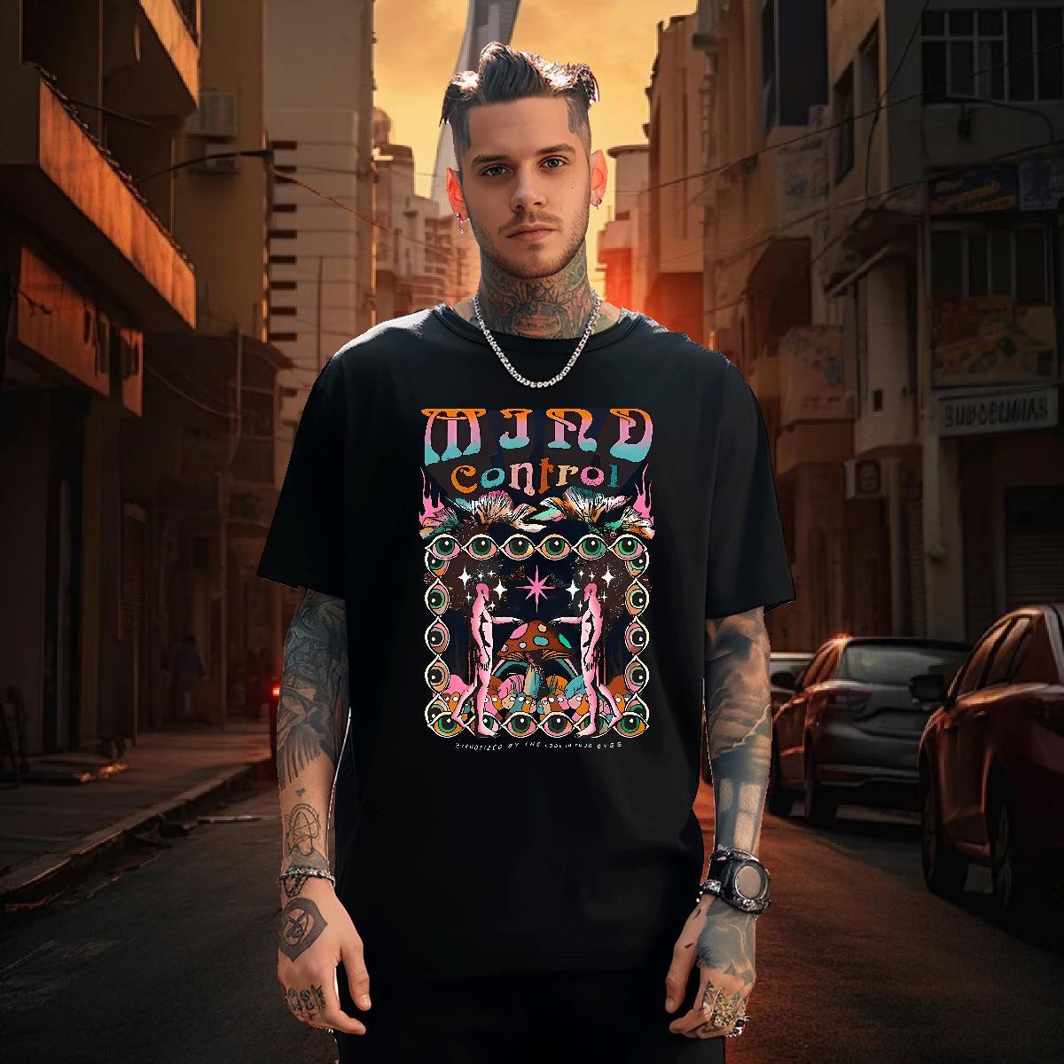 Customized Beach Men Clothes T-Shirt eyes Breathable Short Sleeve 230g Cotton T shirt Designer DIY Printed Tee Shirt