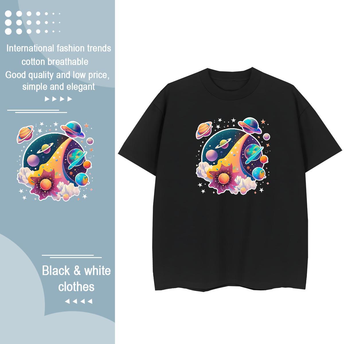 Brand Womens T Shirts Breathable Crew Neck 100% Cotton 230g Couples T Shirts Cartoon Printing L-4XL star Sport Wholesale Tops Shirt