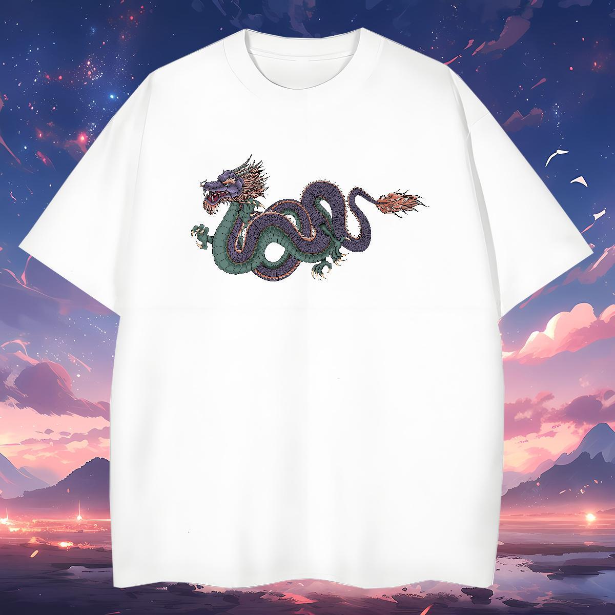 Classic dragon T-Shirts for Men Casual Tshirts 230g 100% Cotton 2024 DIY Breathable Crew Neck Custom Big Size Tees Shirts