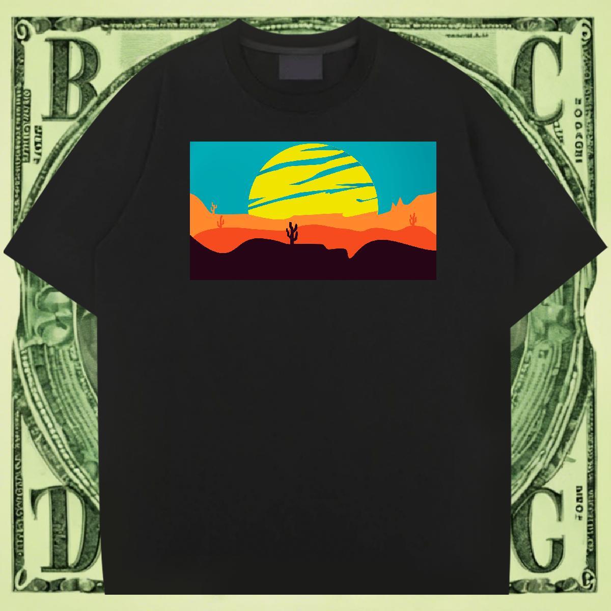 TOP Quality Couples T Shirts Outdoor 230g Pure Cotton Floral Print Breathable Crew Neck sky T shirt Casual New Tees Shirts