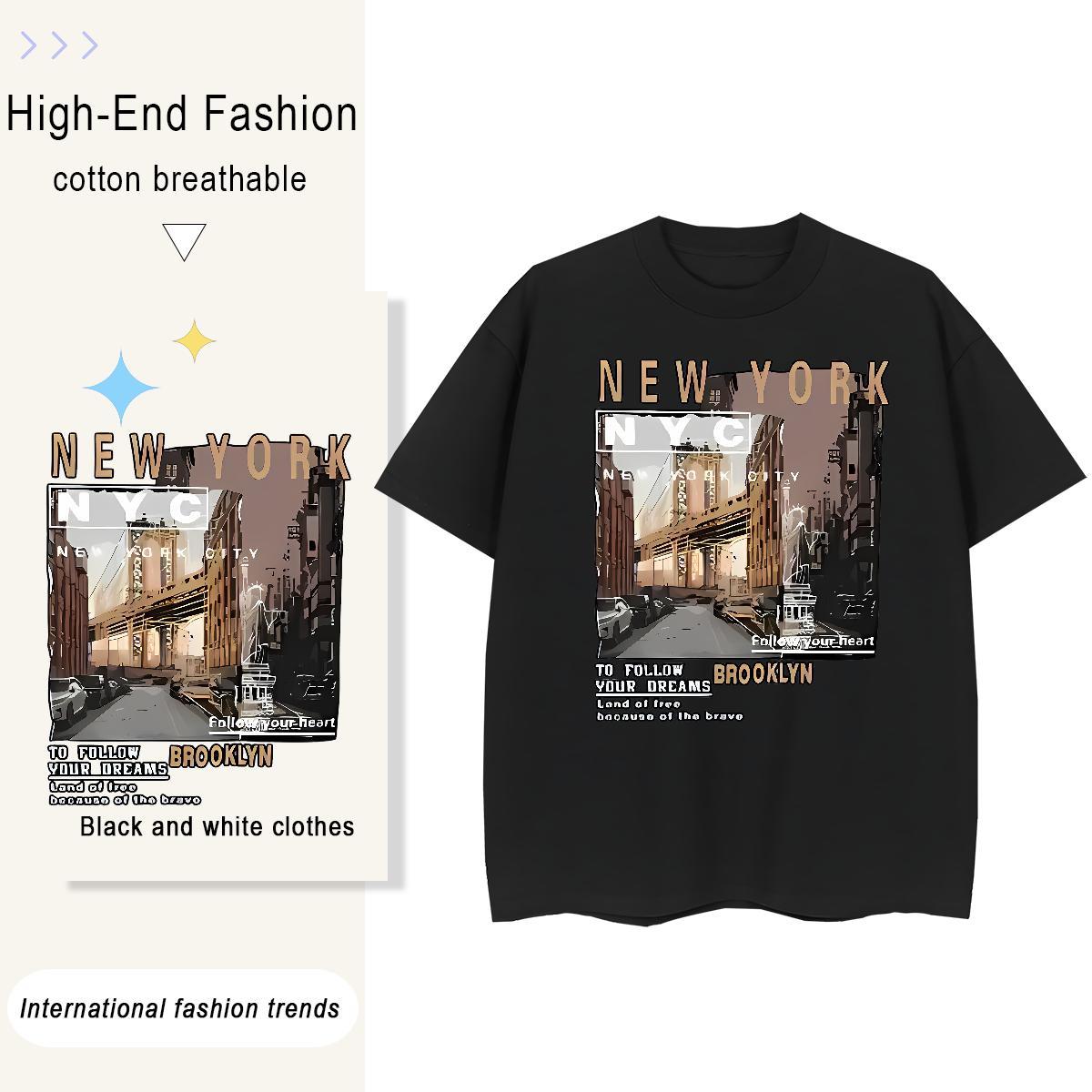 Designer Men Tops Tees Summer Casual 230g Cotton DIY Printed O-Neck Short Sleeve New York Mens T Shirts Fashion Tees Shirts