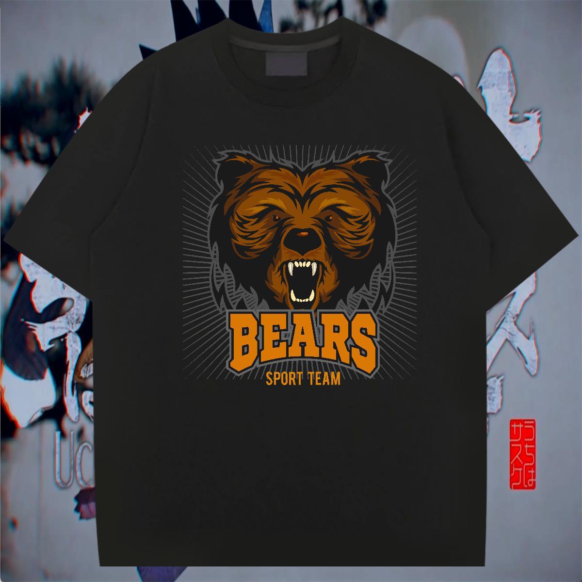 Soft Men Clothes T-Shirt Street 230g Cotton Oversized O-Neck Short Sleeve bear T Shirts Men New Polos