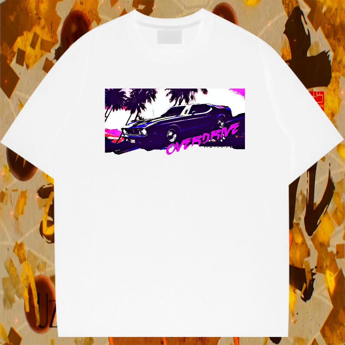 Soft Tshirts Street 100% Cotton 230g Cartoon Print Short Sleeve Soft car T Shirt For Man Classic Casual Tees Shirts