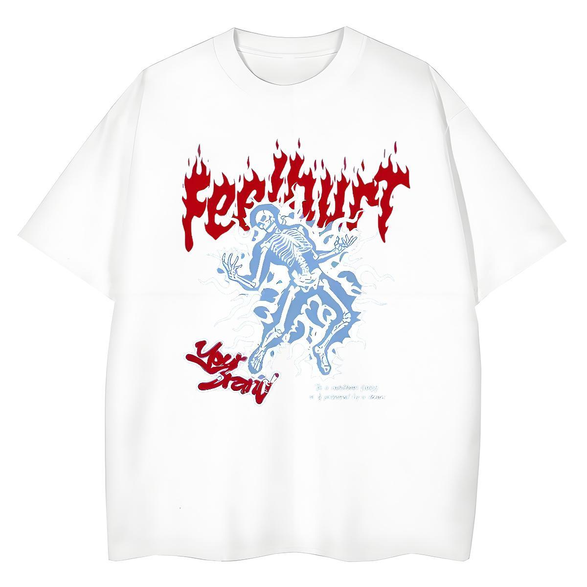 Fashion New T-Shirts 230g Cotton Comfortable Daily Outfit skull Tshirt for Man Woman High quality White Plus Size Clothes Shirt