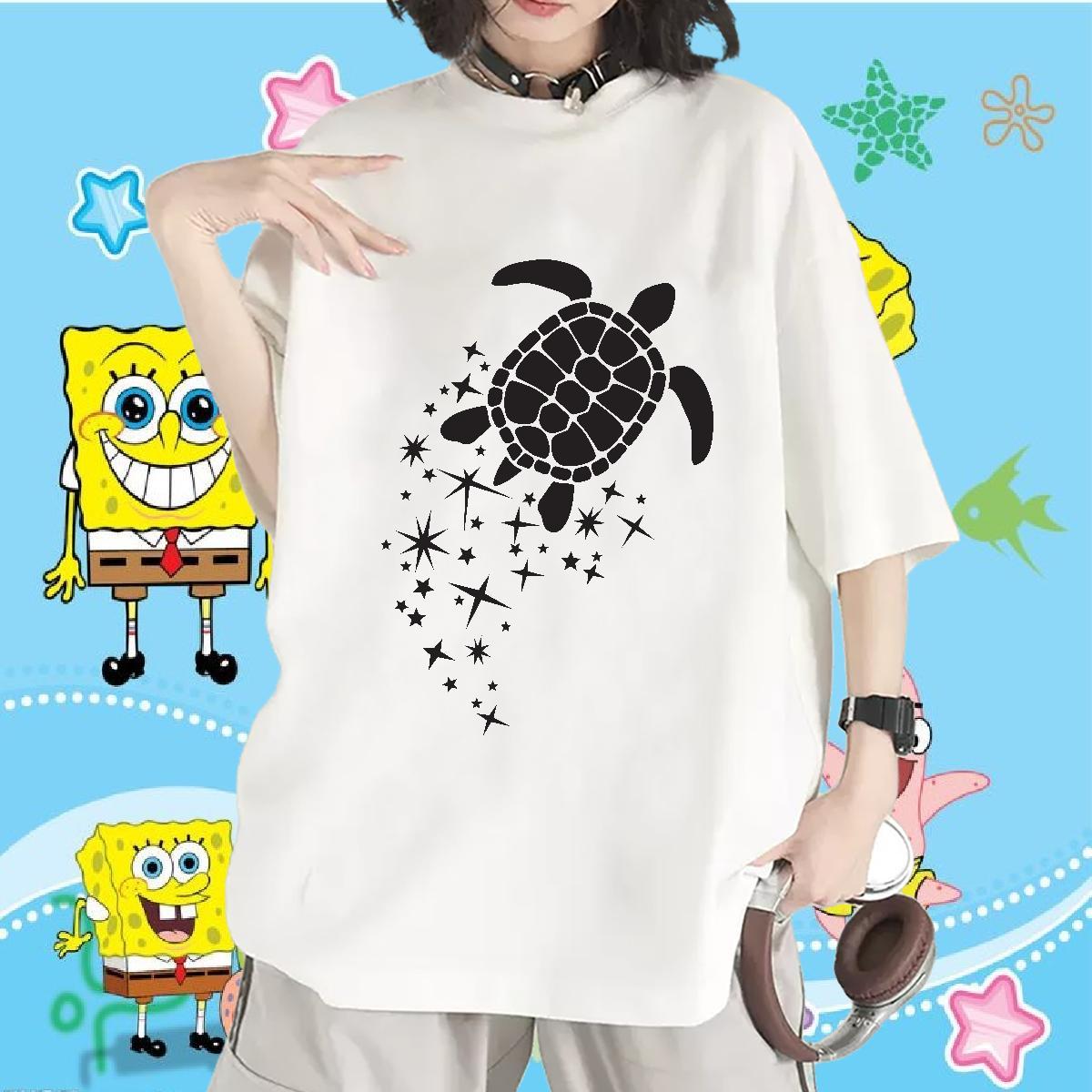 DIY T-Shirts for Women Comfortable 230g 100% Cotton Lady T shirt Graphic tortoise Street Soft Tshirts