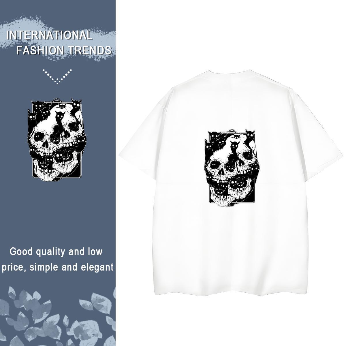 2024 Casual T Shirts Women 100% Cotton 230g Crew Neck Street Casual skull Lady T shirt Designer Nice Cartoon Anime Tshirts