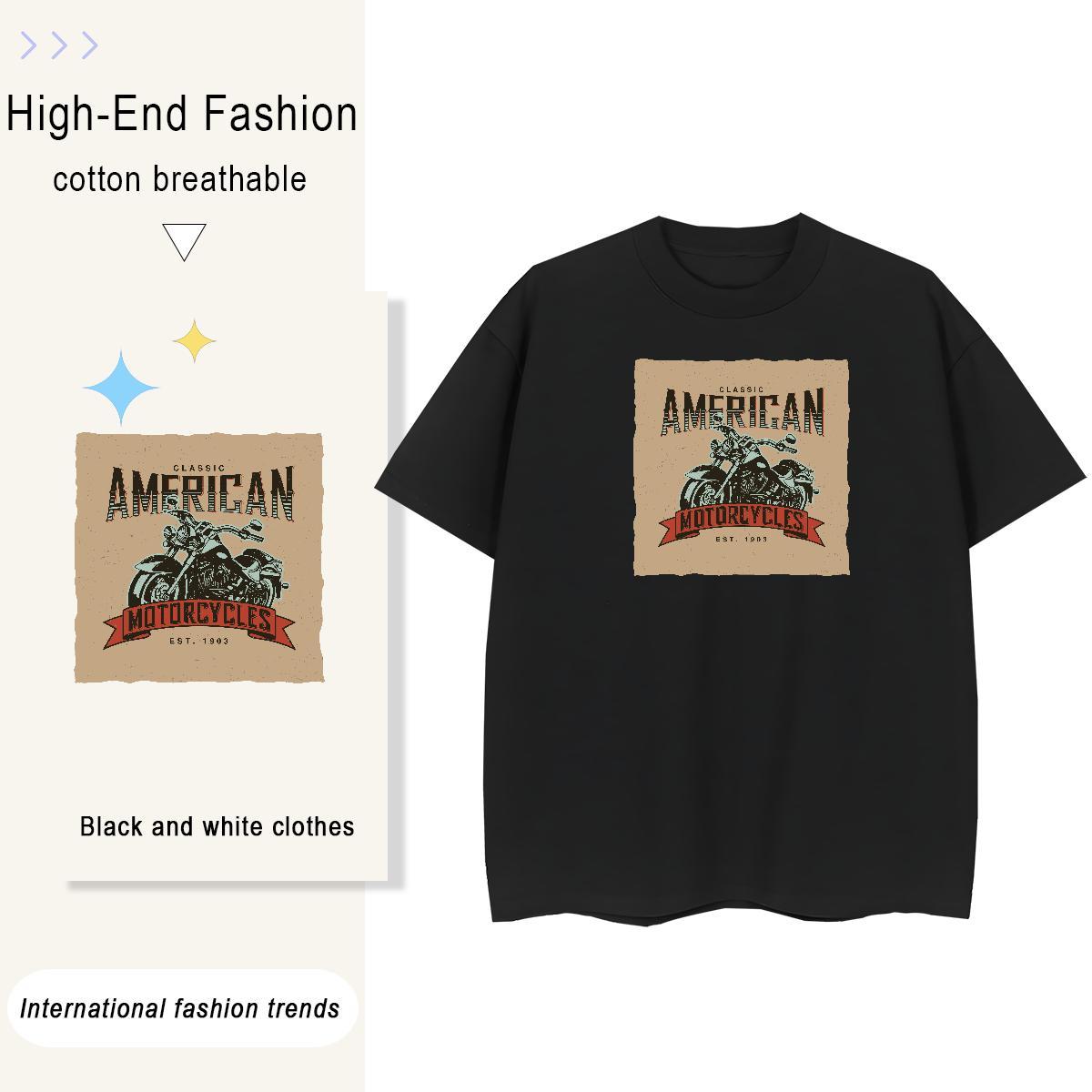 Loose Tshirt for Man Woman Sports Casual 230g 100% Cotton Skull Breathable Short Sleeve Motorcycle Men T Shirts DIY Wear