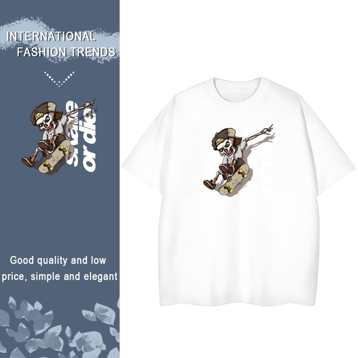 2024 Designer Woman T Shirts 230g Pure Cotton Crew Neck Breathable Spring Summer skull Womens Tshirts Loose Anime Oversized Polos