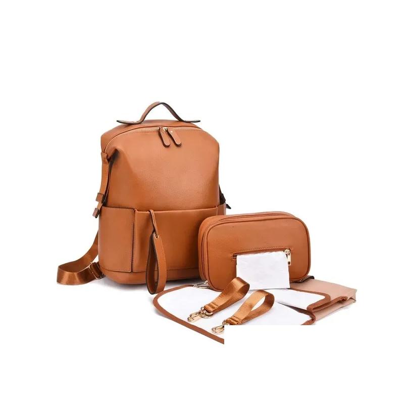Diaper Bags Diaper Bags Multifunction Leather Large Capacity Baby For Care Changing Mom Outdoor Travel Maternity Backpack Drop Delivery Kids Dia Dhpqn