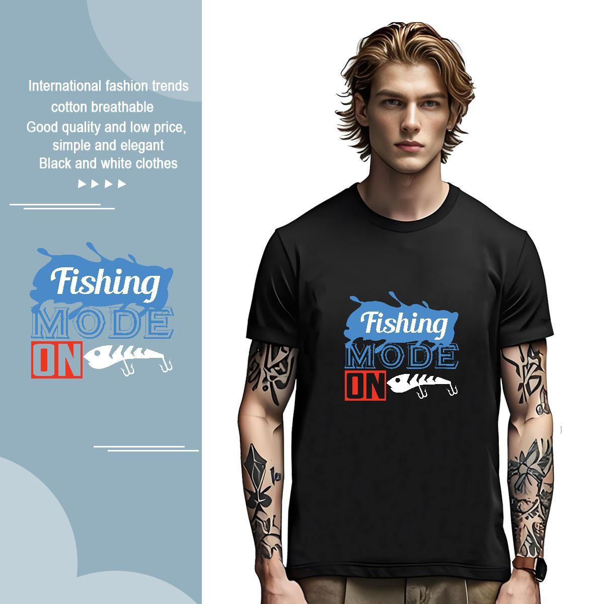 Cool fish Men T Shirts Hip Hop Street Men Tops Tees 230g Pure Cotton Free Shipping Breathable Short Sleeve Oversized 4XL Clothings
