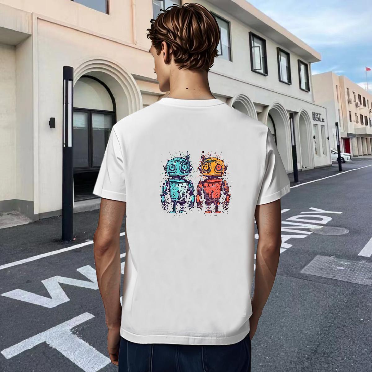 Cool Tshirts Street Wear 230g Cotton Anime Print Breathable Crew Neck ET T-Shirts for Men Classic Casual Tee Shirt