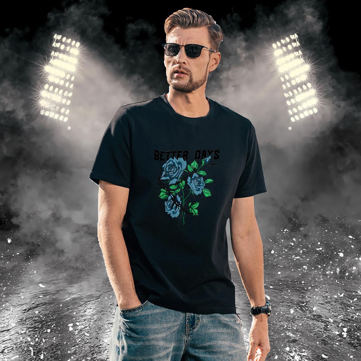 Soft T shirt flower O-Neck Short Sleeve Outdoor Custom Anime 230g 100% Cotton Men Clothes T-Shirt Fashion Designer Clothings
