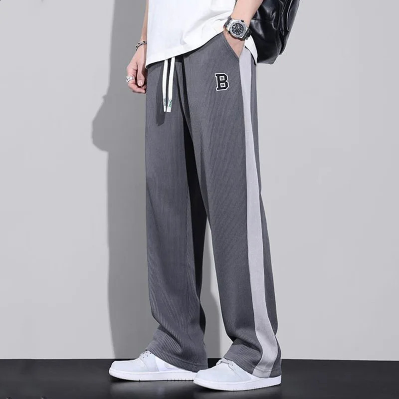 Harajuku Fashion Men Oversize Big Size Sweatpants Summer Thin Elastic Waist Baggy Streetwear Joggers Sports Wide Casual Trousers 240822