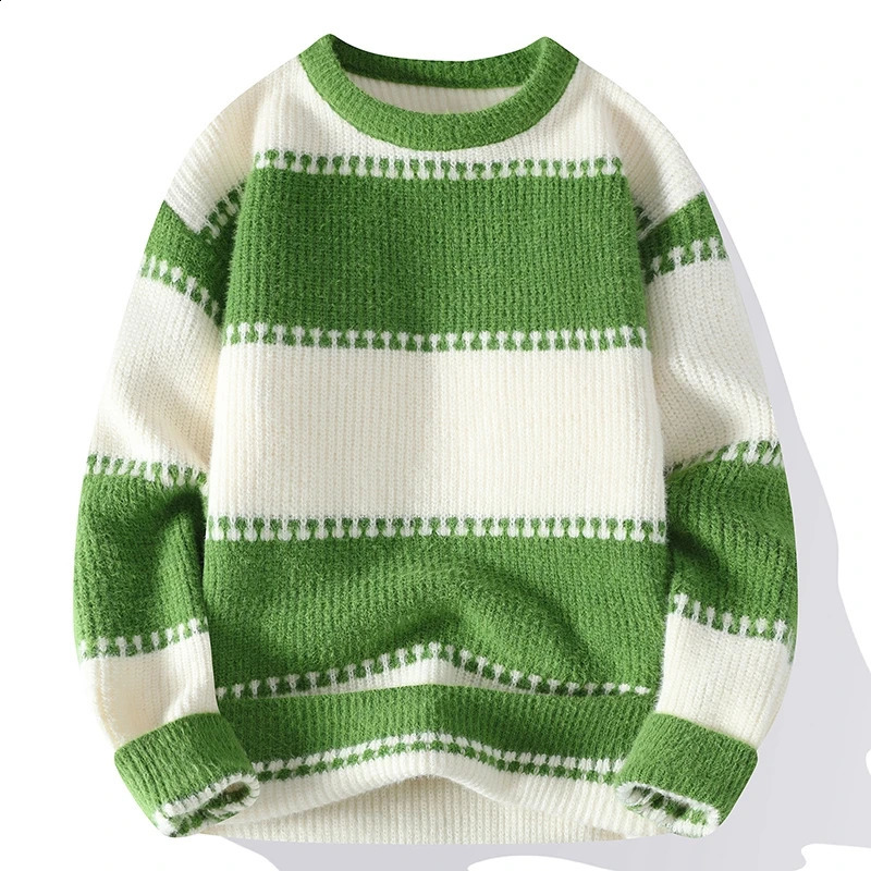 Sweaters men Winter thicken warm sweater men striped sweaters autumn Mens wool pullovers 5 color size M-3XL MY8003 240821