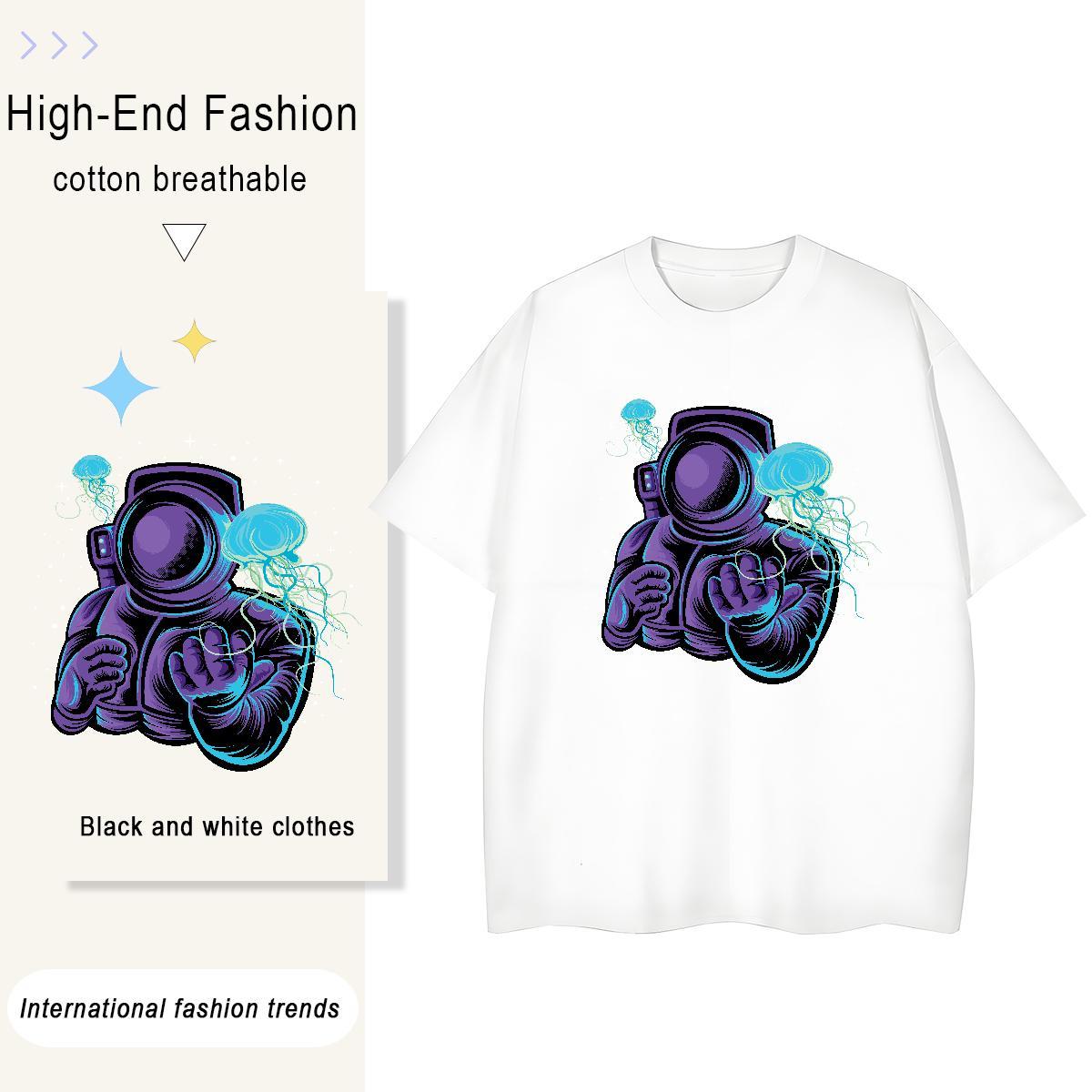 Soft Tshirt for Man Woman 230g 100% Cotton universe Beach T-Shirts Crew Neck Black Oversized Top Shirts
