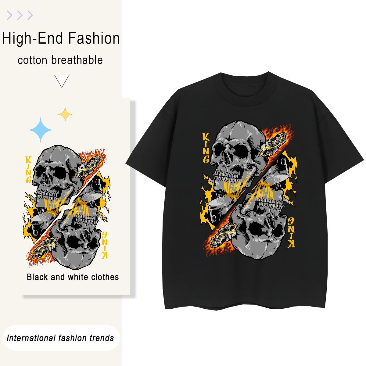 Fashion Woman T Shirts 230g 100% Cotton Breathable Daily Wear skull Women Tees 5A DIY Anime Printed Tops Shirt
