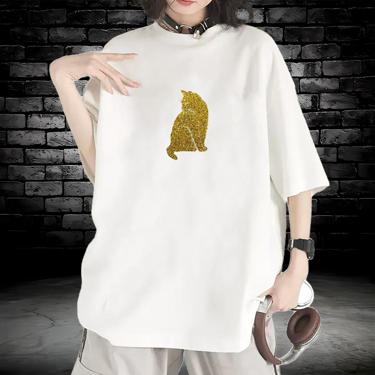 Custom Women T Shirts Breathable Crew Neck 230g Cotton Unisex Tshirts Customized Print cat Casual Sport Brand Clothings