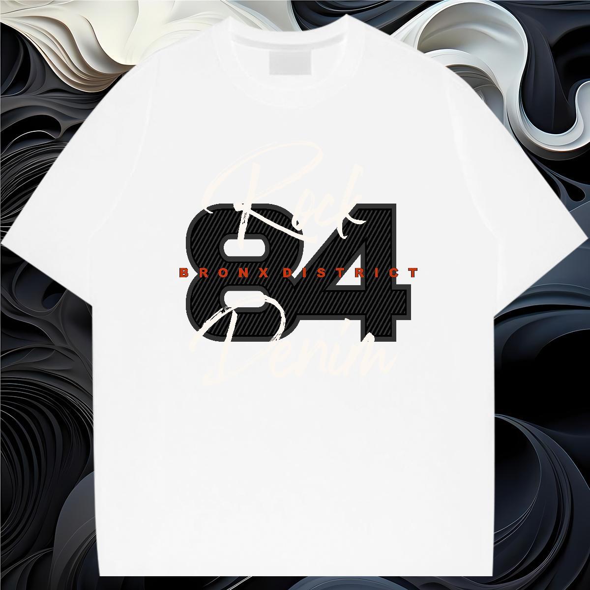 Classic 84 Men T Shirts High Street Hip Hop Men Tops Tees 230g Cotton Fashion Designer Breathable Short Sleeve DIY Logo Oversized Wear