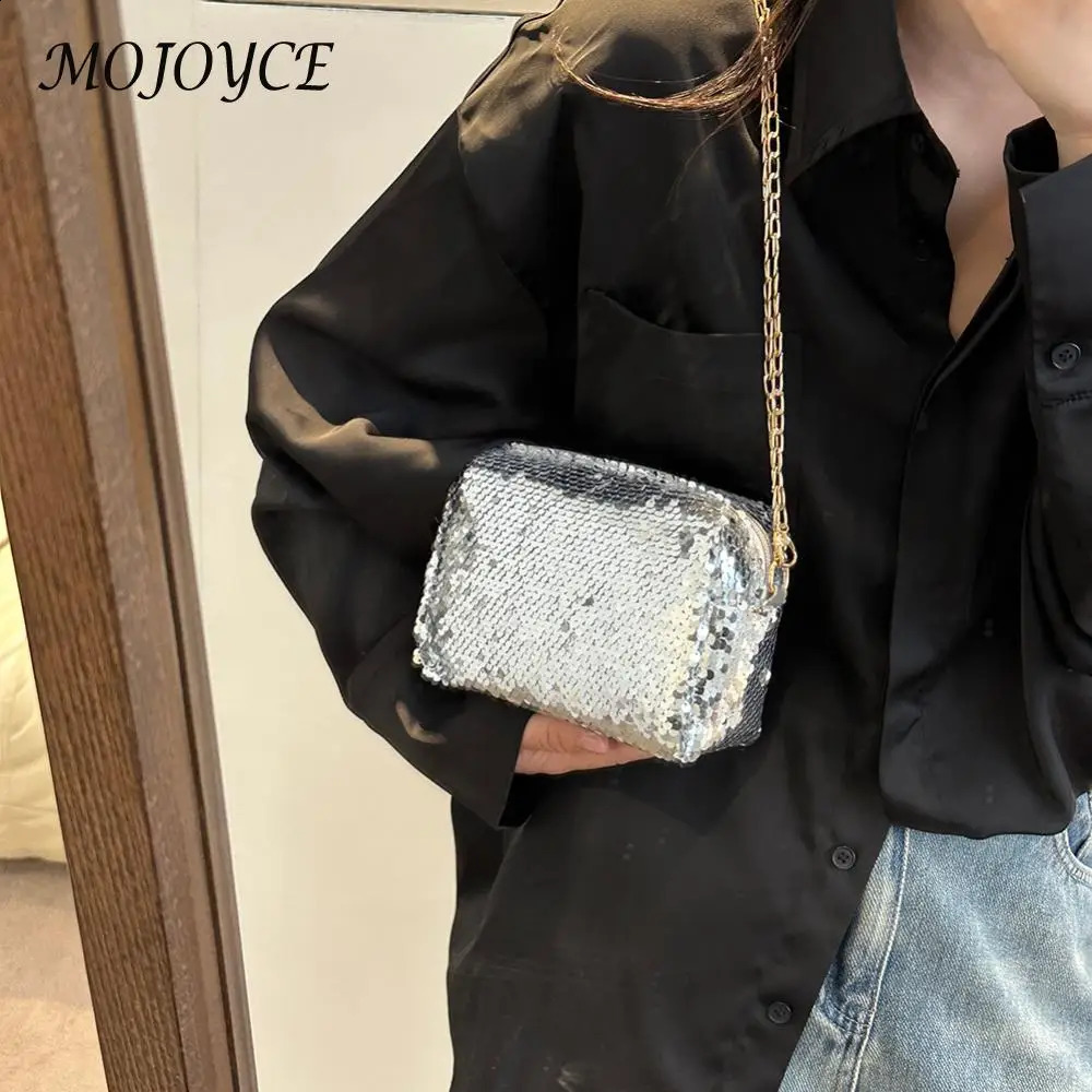 Crossbody Handbags Shining Sequin Large Capacity Pillow Bag Women Durable Scratch Resistant with Zipper Shopping Trip 240821