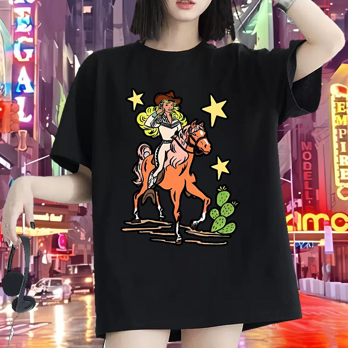 Casual New T Shirt For Woman Breathable Crew Neck 230g Pure Cotton Tshirt for Man Woman Anime Oversized horse Beach Designer Nice Tops