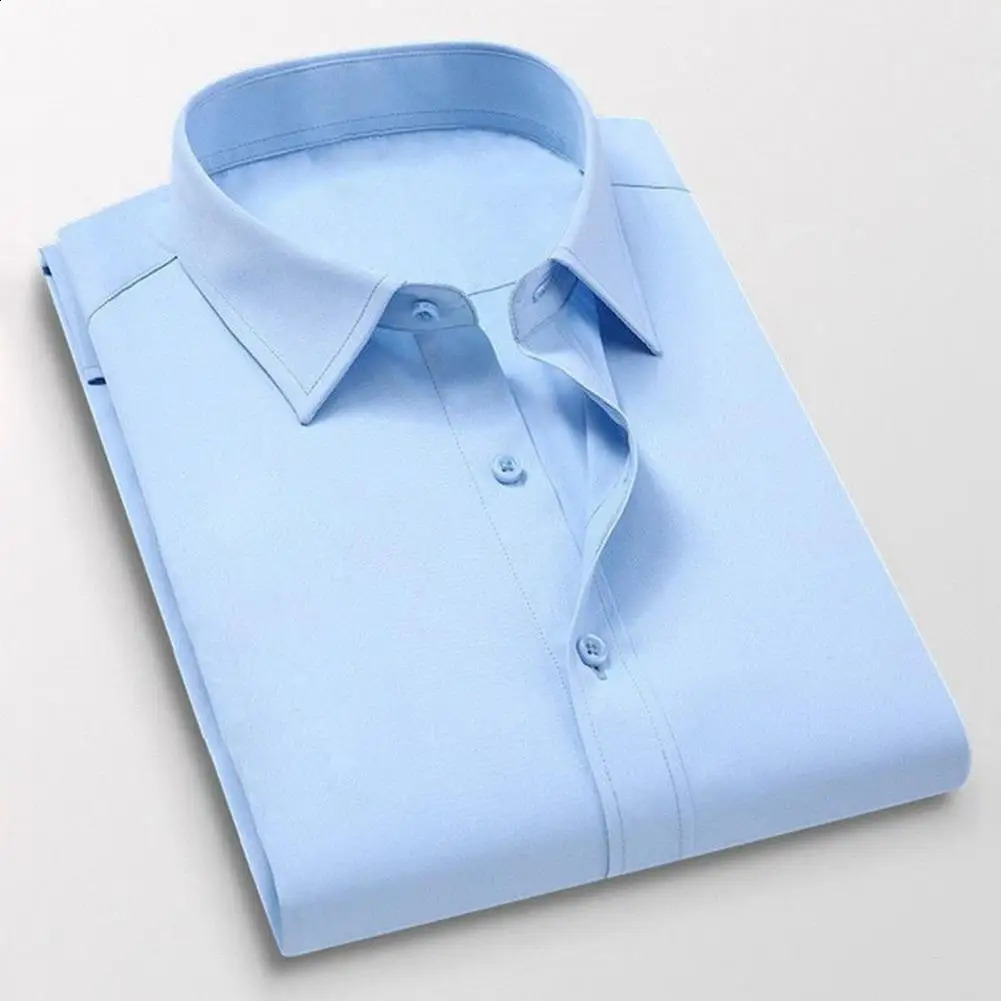 Men Long Sleeve Shirt Natural Feel Men Shirt High Elasticity Mens Formal Shirt with Turn-down Collar for Business for Soft 240822
